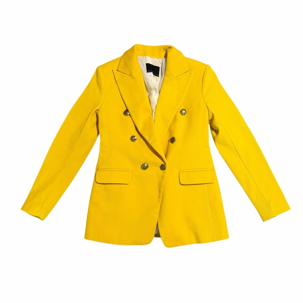 Banana Republic Honeycomb Captains Blazer Yellow Double Breasted 2
